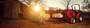 bales of hay in mahindra tractor