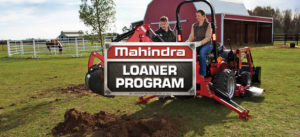 Mahindra tractor with loaner program logo